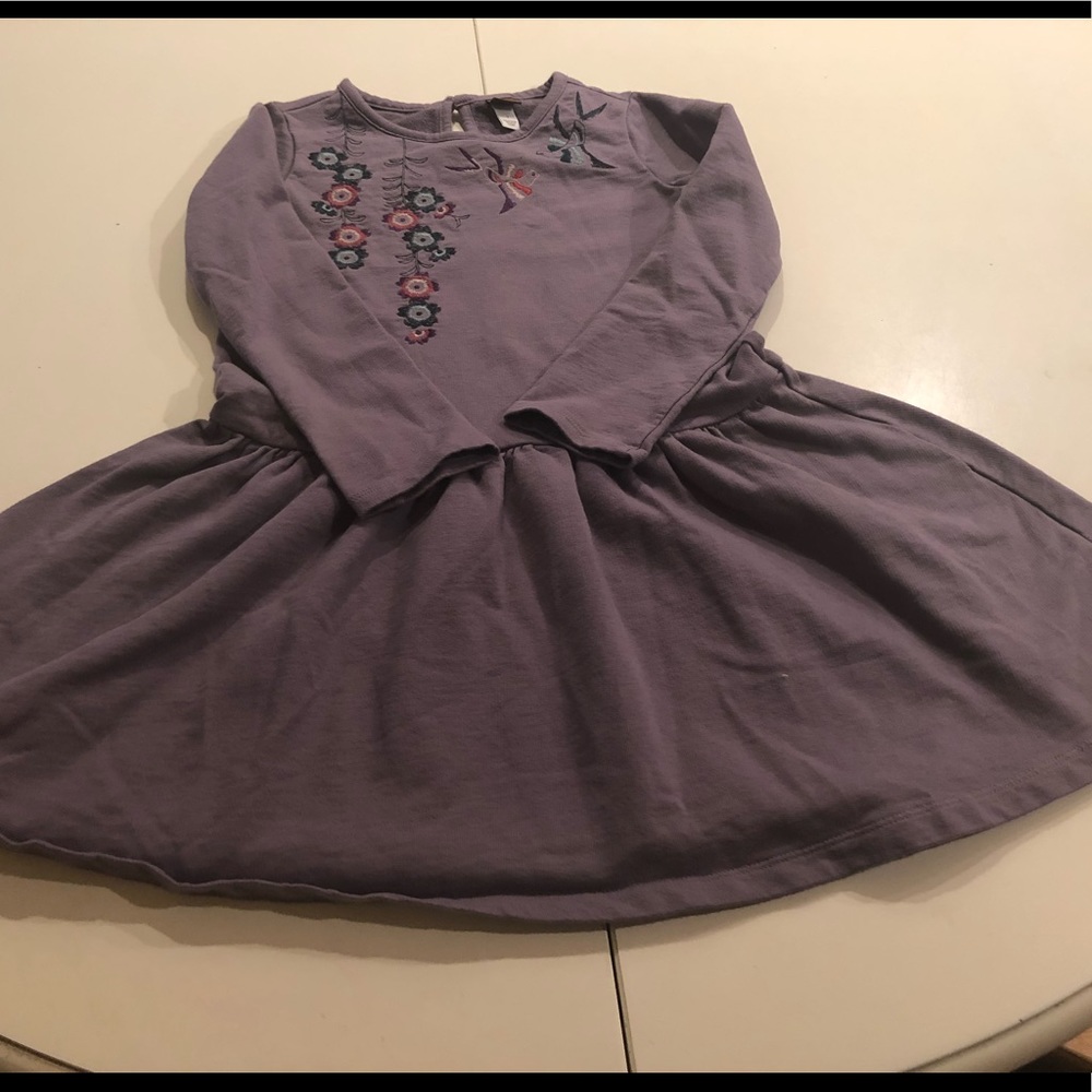 Girls Size 7 Embroidered Purple TEA Brand Dress